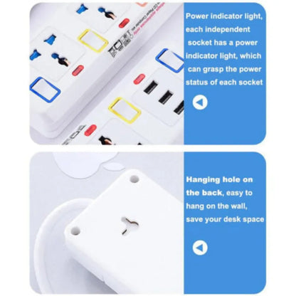 2M Extension Cable Electric Mains Power 4 Gang Way Plug Socket With Switch Tools