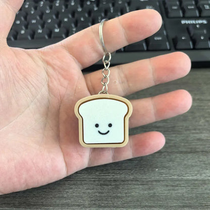 Novelty Gifts Bread Toast Keyboard Clicker Fidget Keychain Stress Relief Focus Boost Quiet Anxiety Toys For Kids Boys Girls