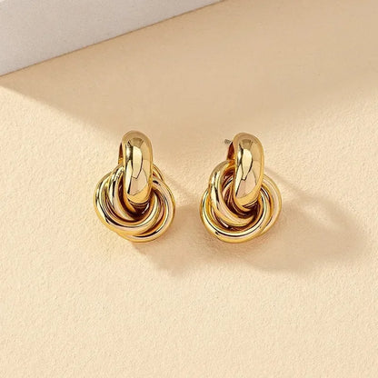 Gold SIlver Color Knot Hoop Earring for Women Fashion Shiny Plating Trendy Twist Stud Earring Stud Cute Daily Wear Jewelry