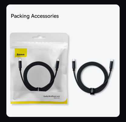Baseus 100W USB C To Type C Cable For iPhone  16 15 Plus Pro Max PD Fast Charging Charger Cable For Macbook Xiaomi Samsung