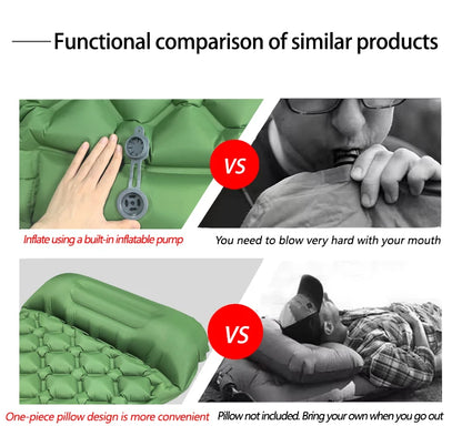 Outdoor Camping Sleeping Pad Folding Sleep Mat Beach Inflat Mattress with Pillows Ultralight Air Mat Travel Hiking New