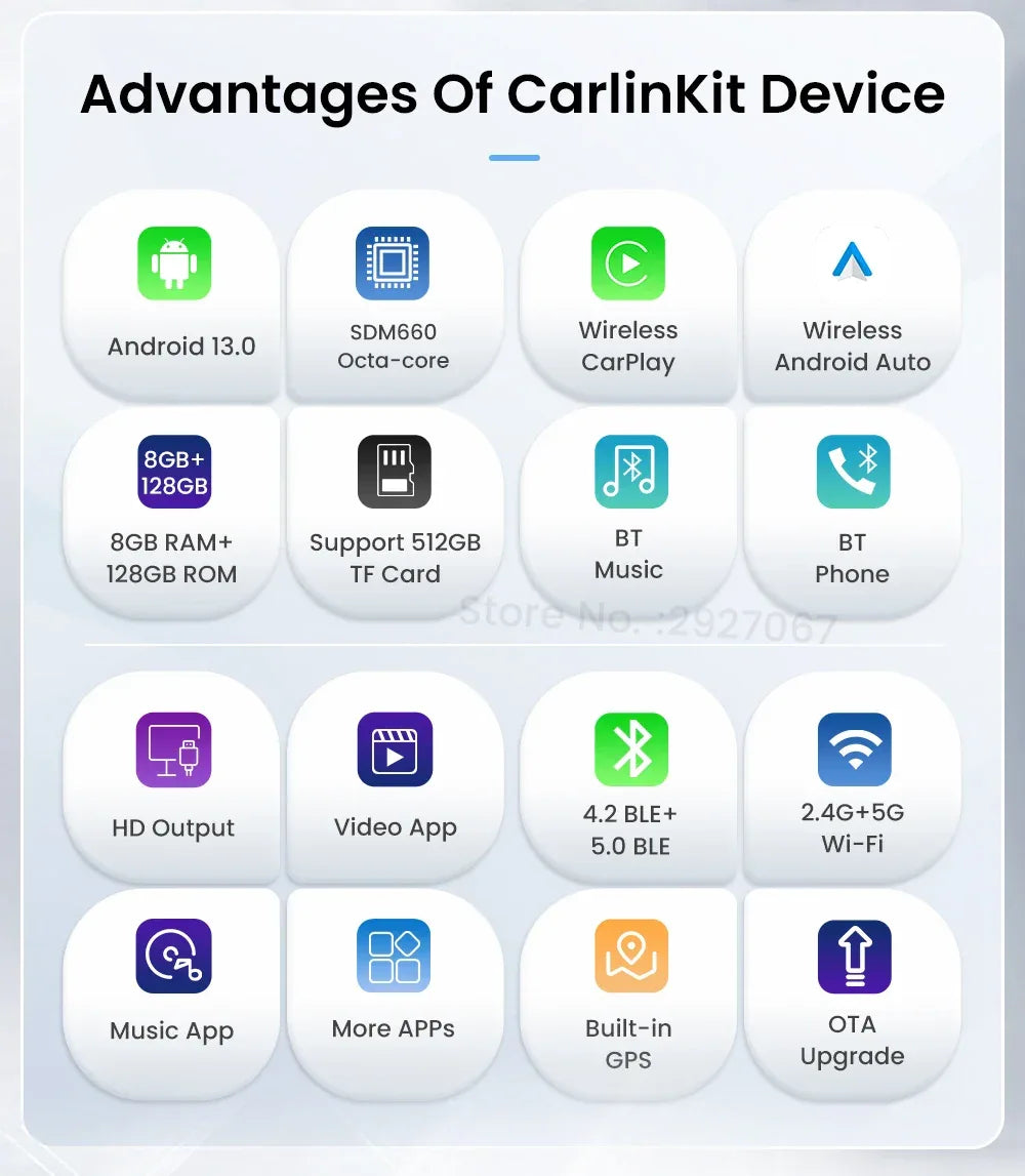 HDMI CarlinKit Android 13 CarPlay Ai Box SDM660 6225 Wireless CarPlay Android Auto Video TV Streaming Box for OEM Car 8G+128G
