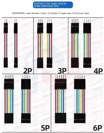 1.25/1.5/HY/PH2.0/XH/XHB/Dupont/SM2.54/2510/VH3.96 Connector Cable 2-6P Plug Socket Male Female Wire Connector Extension Cable