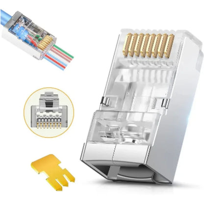 50/1PACK Connectors Pass Through Modular Plug CAT6 CAT7 CAT5 Ethernet Cable Shielded Connectors for RJ45 Net Pass Through Plugs