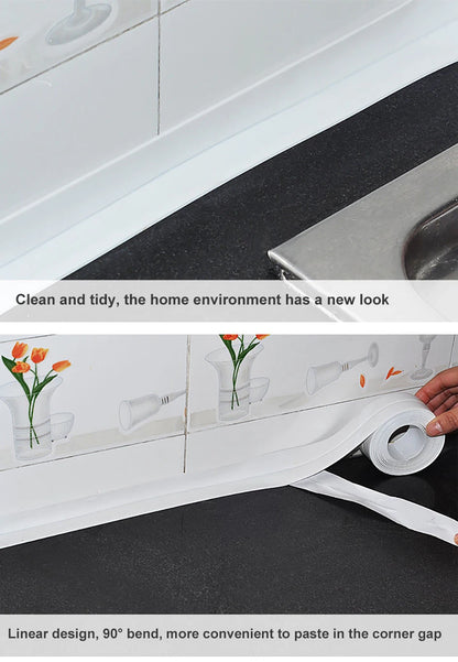 3.2M Bath Caulk Tape Self Adhesive PVC Oil-Proof Kitchen Sink Edge Corner Wall Sticker Waterproof Toilet Sealing Strip Tape