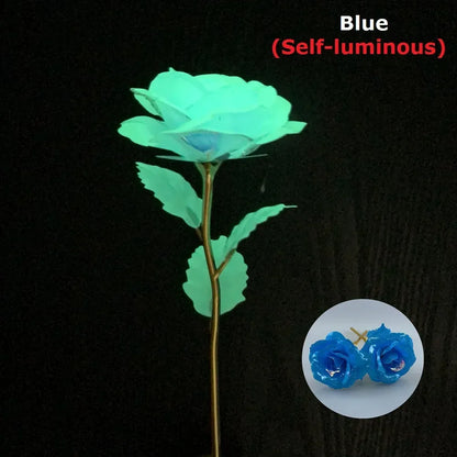 2024 Luminous Rose Valentine's Day Present Gifts Eternal Rose Flower Simulation 24k Gold Foil Rose Mother's Day Gifts