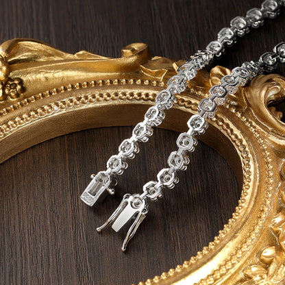 KNOBSPIN 7.5 - 12.81ct D VVS1 Moissanite Tennis Necklaces for Women GRA Certified 925 Sterling Silver Plated 18k Flower Necklace