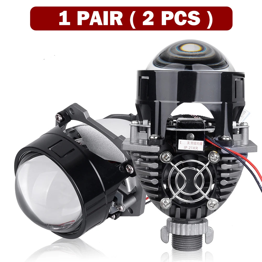 2.5 Inch Bi Led Projector Lens Led Light H4 H7 9005 9006 Car Headlight Bulb High Low Beam 6000K Diode 100W 40000LM Turbo Tuning