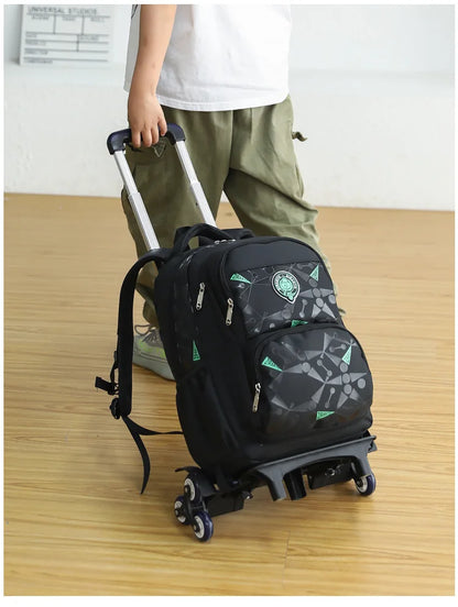 High-capacity on 2/6 Wheels Waterproof Luggage Rolling Bag Student Shoulder Backpack  Detachable Children Rolling School Bags
