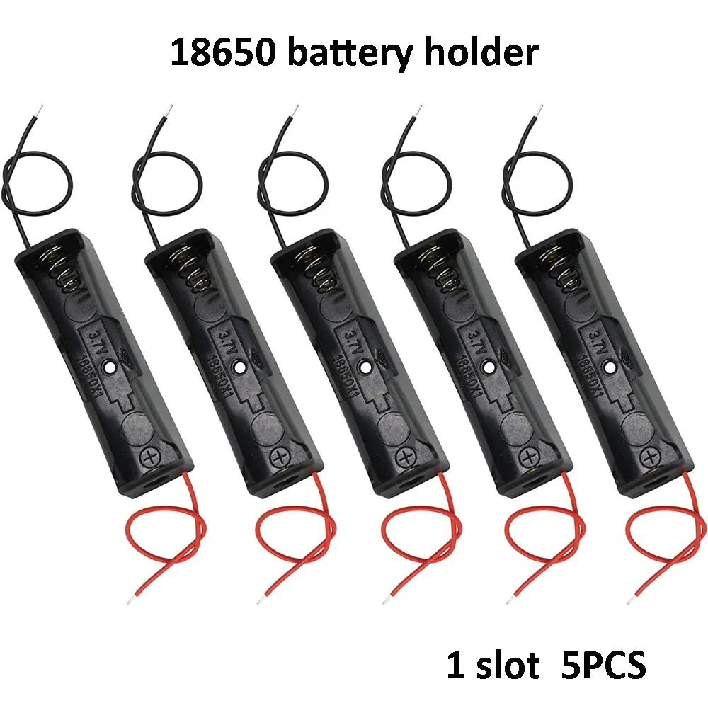10pcs 18650 Battery Cases Holder 3.6V-4.2V Power Bank Plastic Storage Box Case With Lead Wire 1X 18650 Battery Container Holder