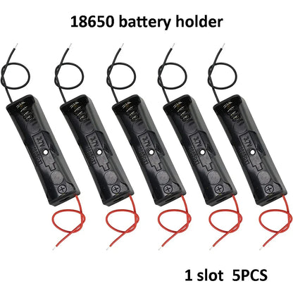 10pcs 18650 Battery Cases Holder 3.6V-4.2V Power Bank Plastic Storage Box Case With Lead Wire 1X 18650 Battery Container Holder