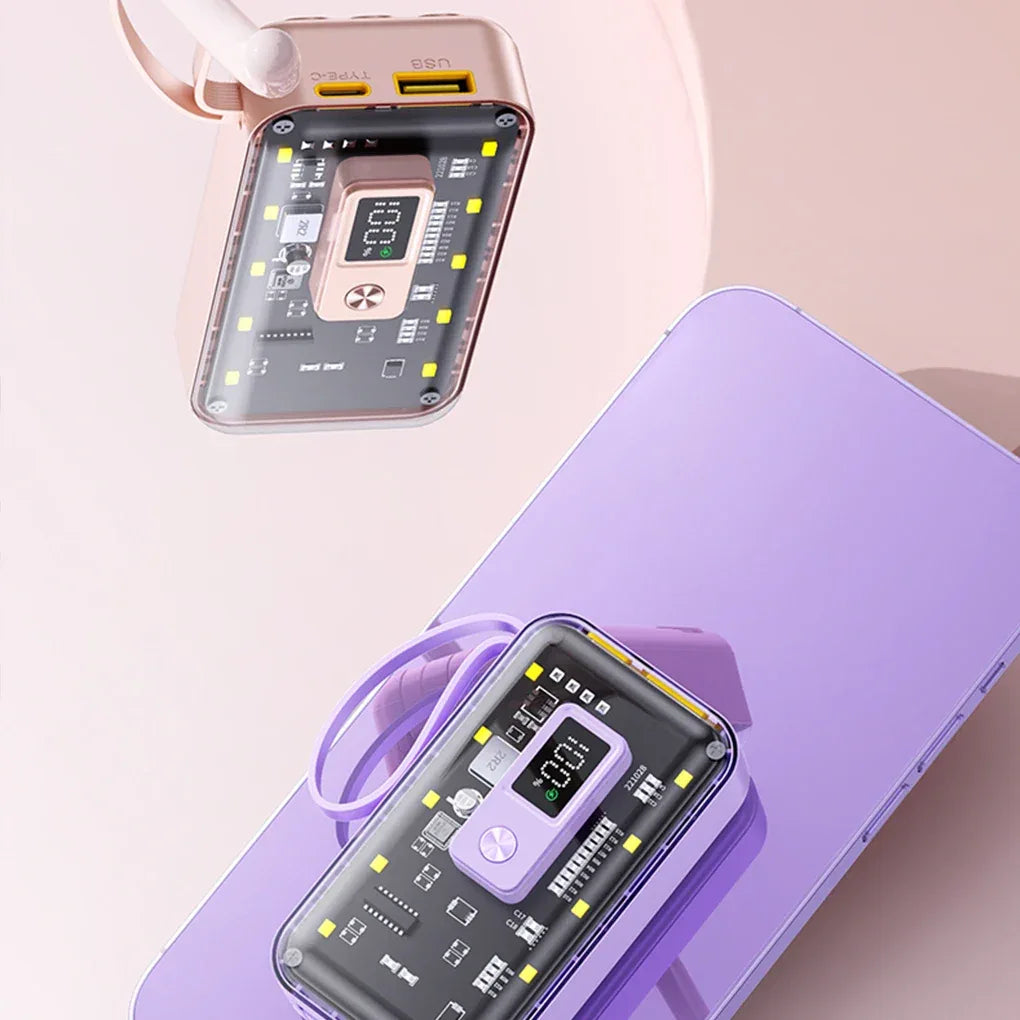 Transparent Mini Power Bank Kit Portable Fast Charging For21700 DIY Kit And Has Future Shape Is violet Battery not Included