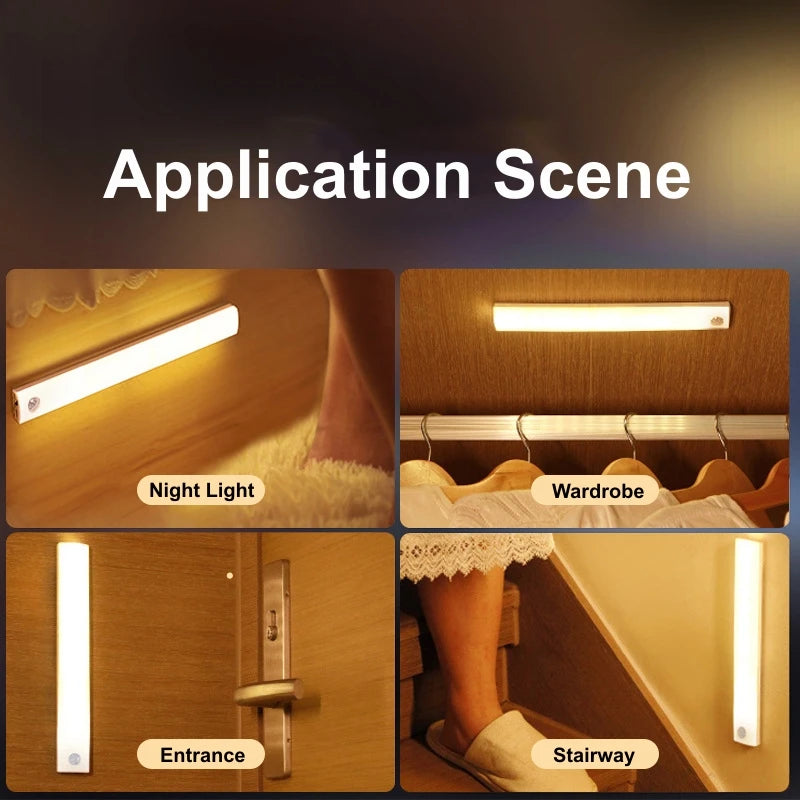 AITHEA USB Rechargeable PIR Motion Sensor LED Bar Lights Dimmable Detector Night Light Portable Induction Cabinet Lamp for Room