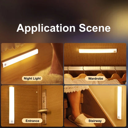 AITHEA USB Rechargeable PIR Motion Sensor LED Bar Lights Dimmable Detector Night Light Portable Induction Cabinet Lamp for Room