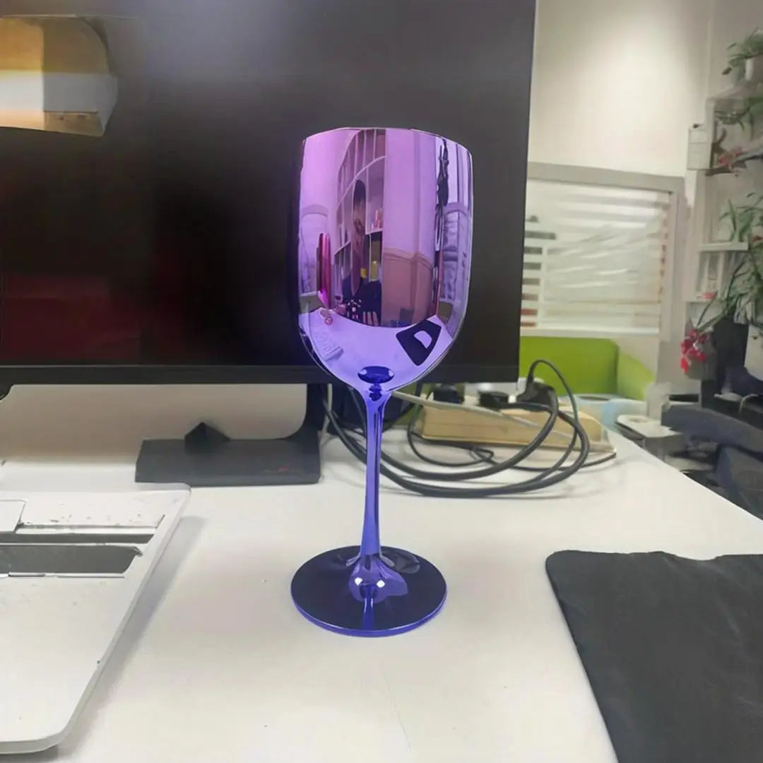 4pcs 480ml Plating Electroplated Shiny 16Oz Plastic Red Wine Glasses Plastic Champagne Flutes Cup Goblet For Party Wedding
