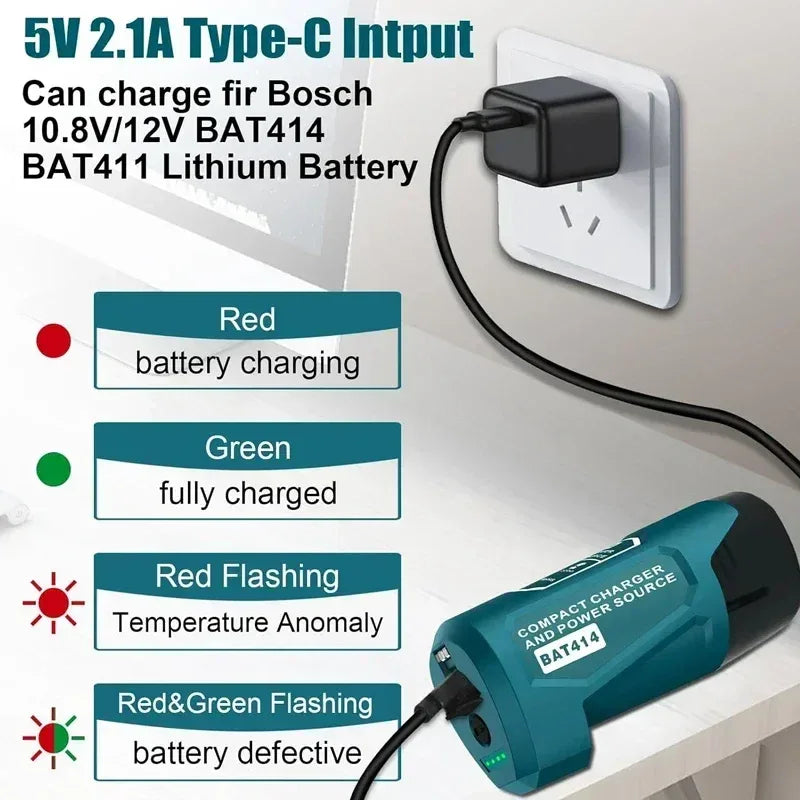 Charger Converter USB Power Adapter Phone Charger Adapter For Milwaukee For Makita For Bosch 12V Battery 12V DC Output Port