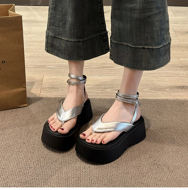 Summer Women Platform Wedges Heel Sandals Fashion Clip Toe Ladies Elegant Party Dress Gladiator Sandalias