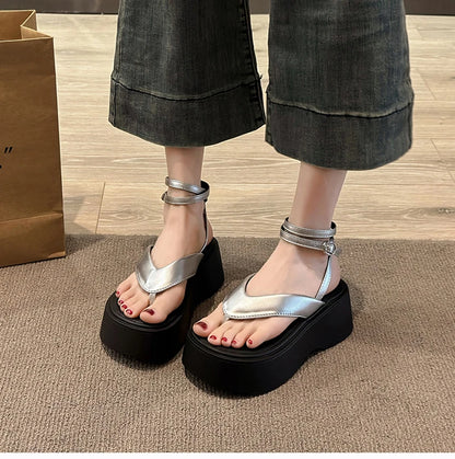 Summer Women Platform Wedges Heel Sandals Fashion Clip Toe Ladies Elegant Party Dress Gladiator Sandalias