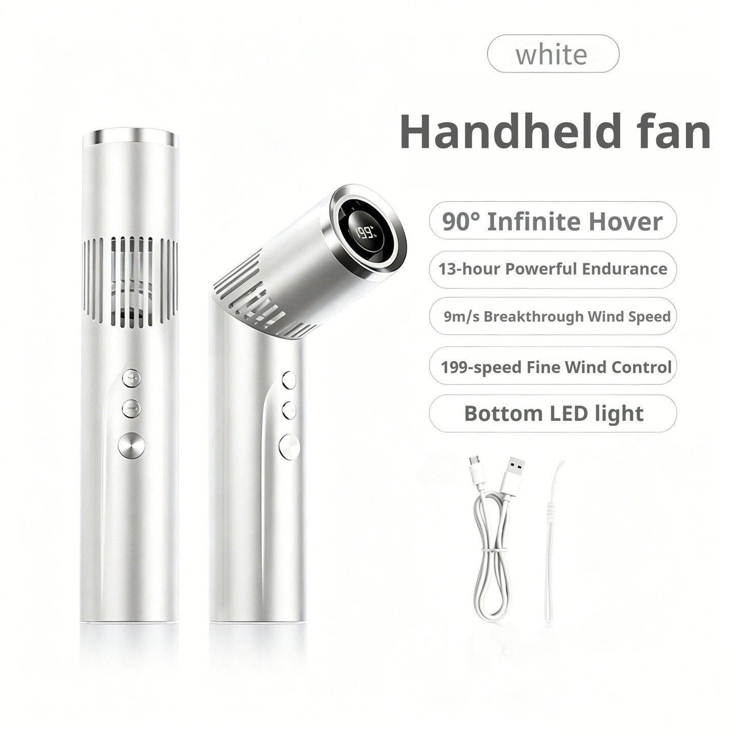 Lipstick Fan Portable Outdoor 199 Speed Brushless High Speed Fan Large Capacity Mini Foldable Handheld/chest Hanging Fan 3000mah
