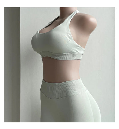 2 Pieces Yoga Gym Set Women Seamless Strappy Yoga Bra High Waist Workout Scrunch Shorts Sports Set Fitness Clothes Sportswear