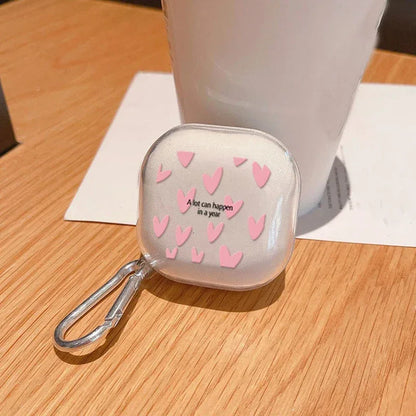 For Samsung Galaxy Buds 2 Pro Case For Buds Pro Live FE Case Soft Transparent Pink Love Cover Galaxy Buds2 Buds live Capa Funda