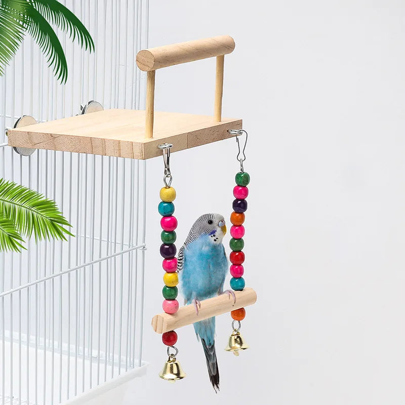1/8PCS Set Combination Parrot Bird Toys Wood Articles Bite Pet Bird Toys For Parrot Training Bird Toy Swing Ball Bell Standing
