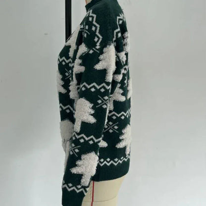 Winter 2025 Women Knitted Sweater 3D Santa Tree Print Warm Thick Jumpers Christmas Sweaters Long Sleeve Pullover Tops Xmas Look