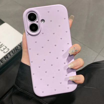 Cute Love Heart Candy Color Matte Case for iPhone 17 16 15 Pro Max 14 Plus 12 13 11 Air Soft Liquid Silicone Ultra Slim Cover