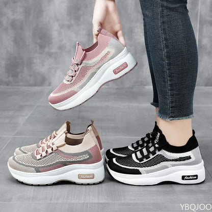 Spring Autumn New Women breathable Thick Bottom women sneakers Casual Comfortable Shoes Lace up Fashionable Versatile shoes
