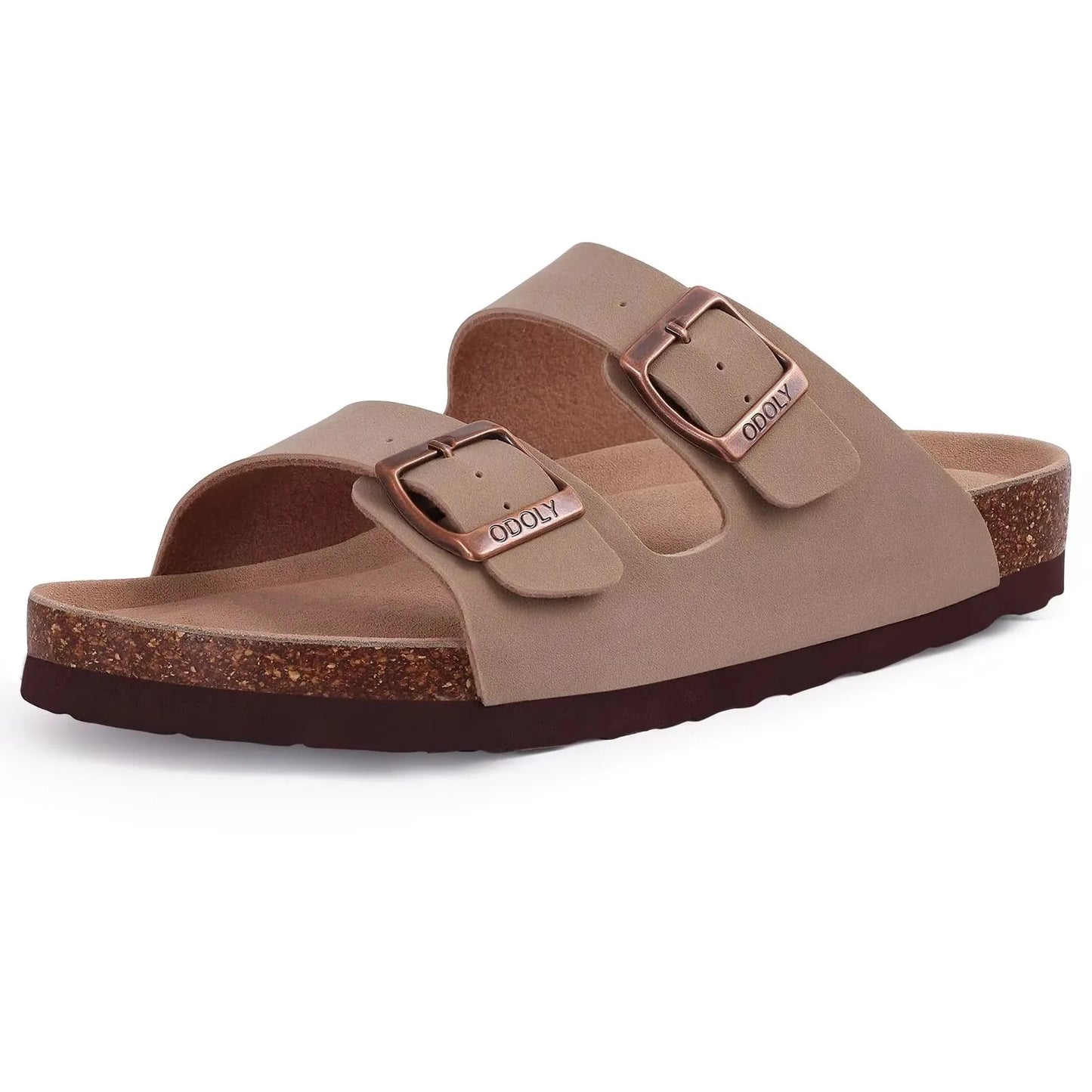 Crestar Women's Cork Footbed Slide Sandal Adjustable Buckle Summer Outdoor Suede Sandals with Arch Support Non-slip Beach Shoes