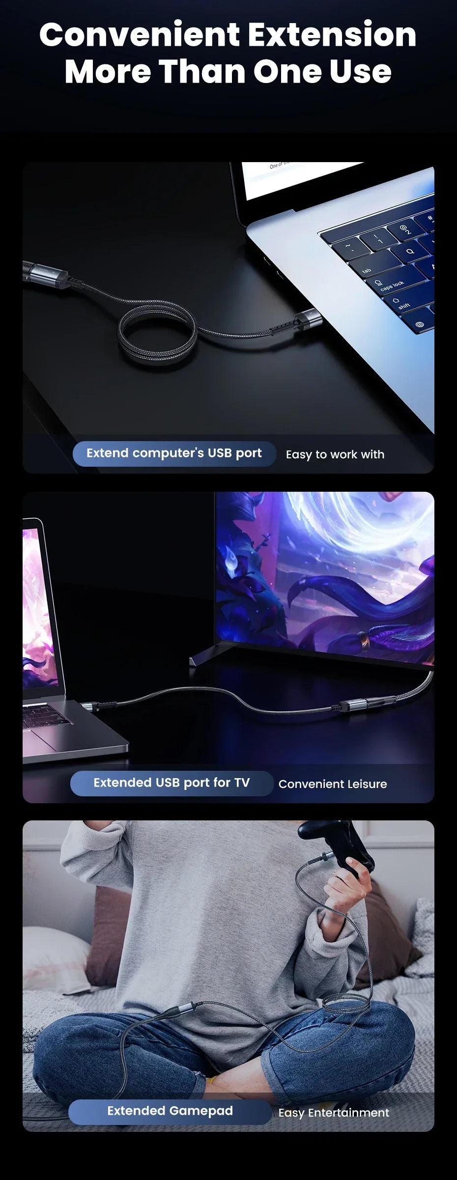 Toocki USB3.0 Extension Cable Male to Female Hi-Speed Transmission Data Cable for PC Laptop TV Xbox USB Extender Cord