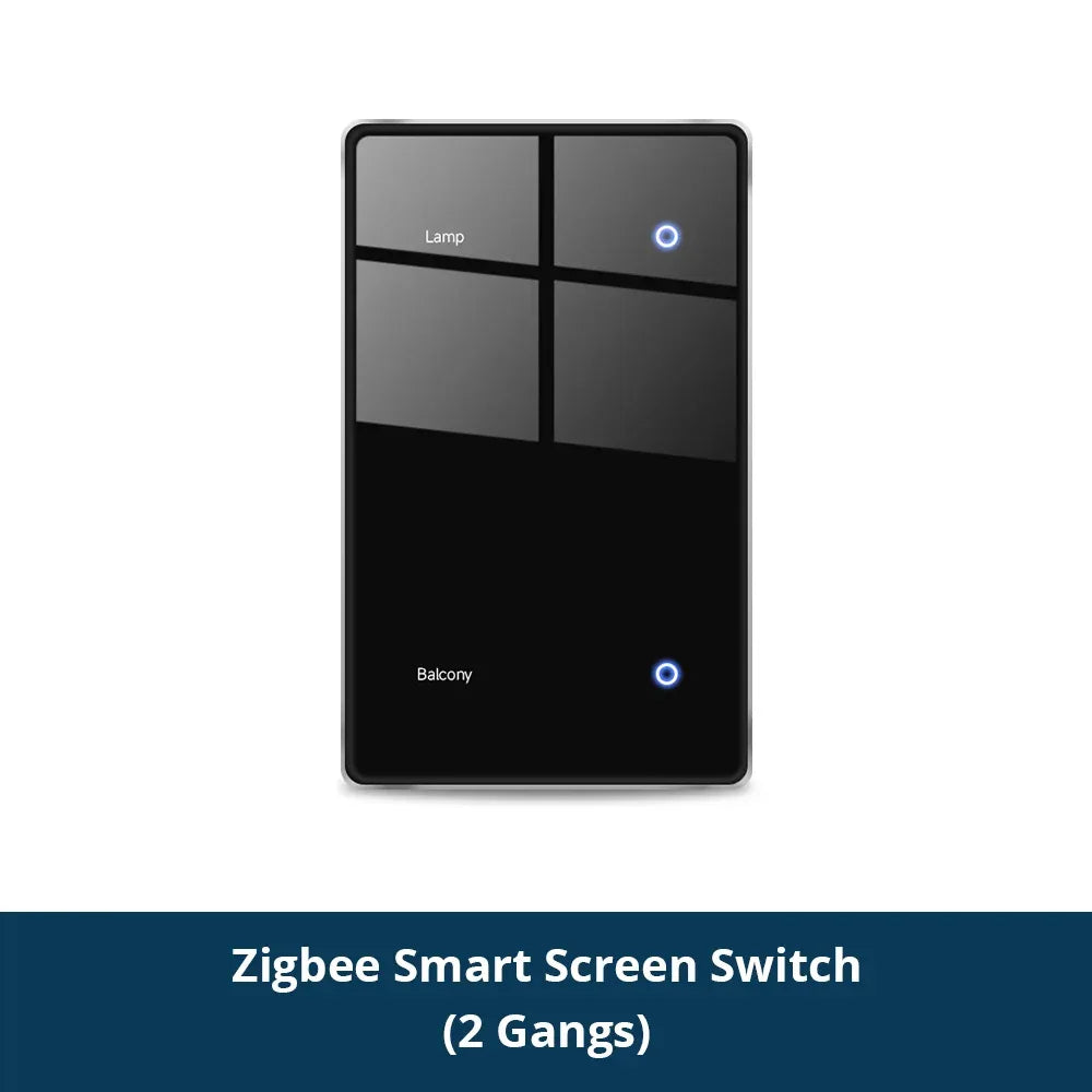Zemismart Zigbee DIY Name Switch US Black Touch Panel Smart Display Screen Light Switch Work with Tuya Smart Life App