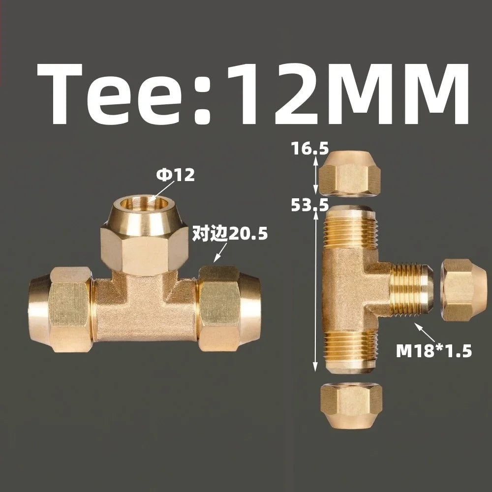 1pcs Flared Brass Straight through pipe fittings 6/8/10/12/14mm Tube connector Fitting Air conditioning extension tool Fitting