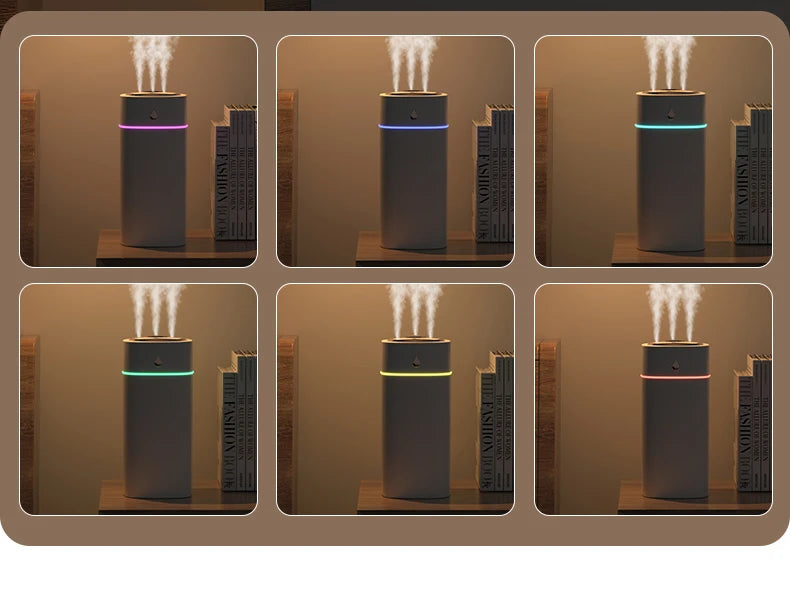 Triple-Nozzle 600mL Waterdrop Mist Humidifier: Fast & Gentle Moisture for Your Space