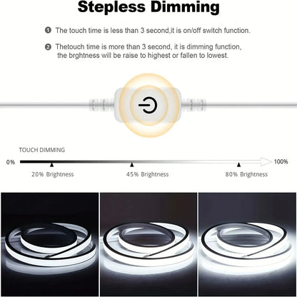 USB 5V Neon LED Strip Light Smart Touch Sensor Dimmable Neon Sign Light Tape Waterproof Flexible Lighting Lamp For Room Decor