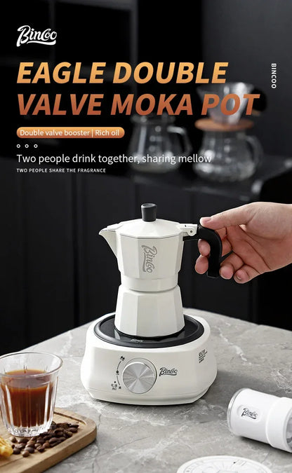 Bincoo Double Valve Moka Pot Coffee Espresso Machine Electric furnace Hand Brewed Coffee Italian Home Outdoor Barista Tools 220V
