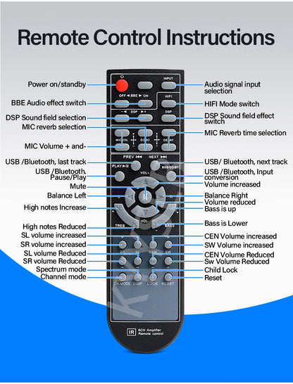 KYYSLB 900W 5.1 Bluetooth Sound Amplifier for Speakers Audio HIFI Karaoke Fever Digital Home Theater System Amplifiers