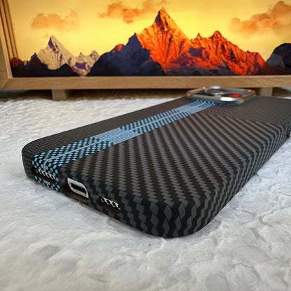 Carbon Fiber Texture Magnetic Armor Case For iphone 17 17Pro Max 16 Pro 15 14 13 Ultrathin Alloy Lens Wireless Charge Hard Cover