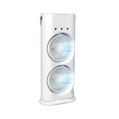 New USB Portable Dual Fan Air Cooler High-Power Desktop Fan with Cooling Mist Humidifier for Office Dormitory Home Use