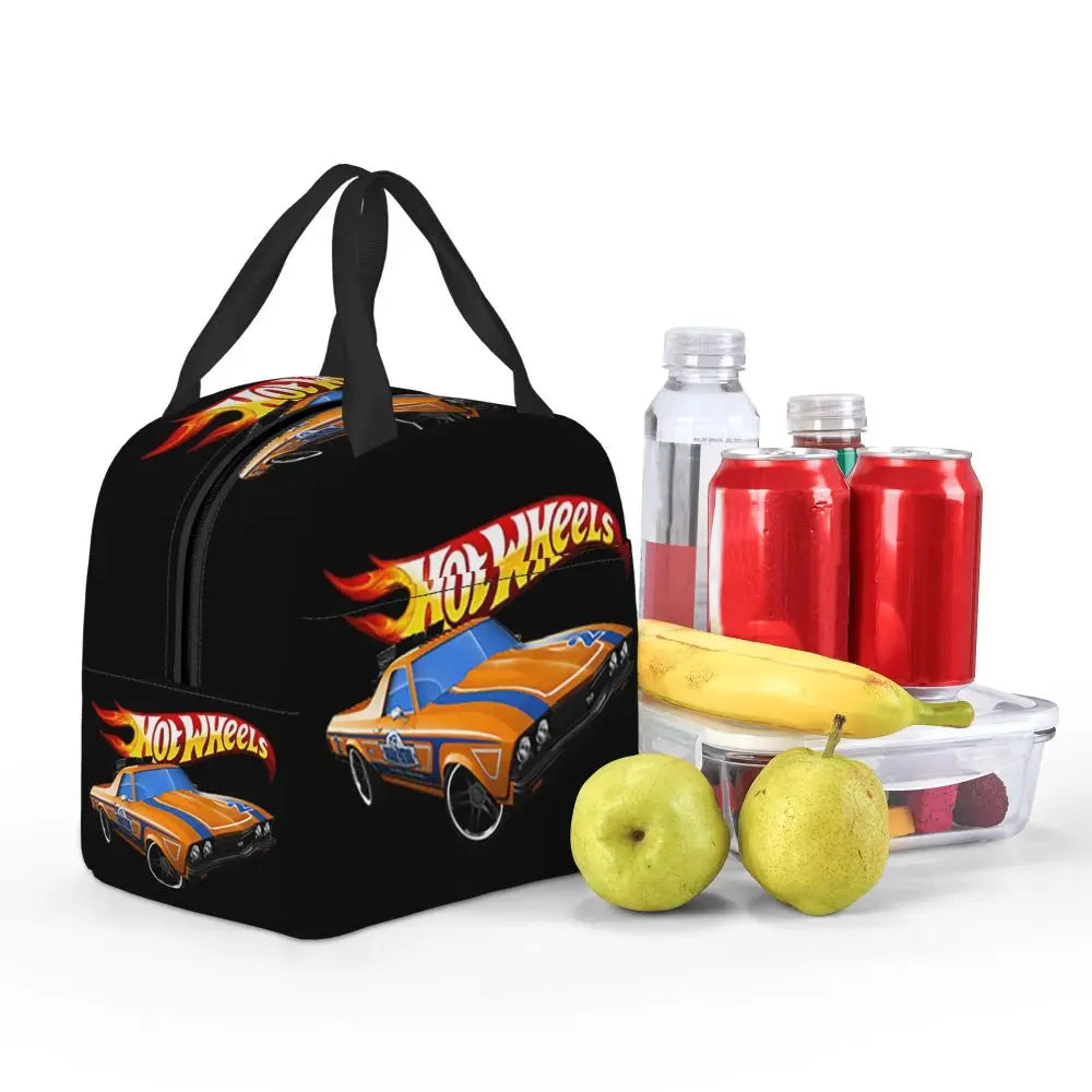 Custom Hot Wheels For Fans Thermal Insulated Lunch Bag Cartoon Sport Car Portable Lunch Container Travel Multifunction Food Box