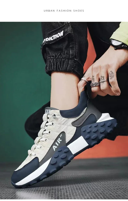 Men's Breathable Low-Top Dad Shoes with Thick Sole Comfortable Running Sneakers Korean Style Spring Season Sport Shoes