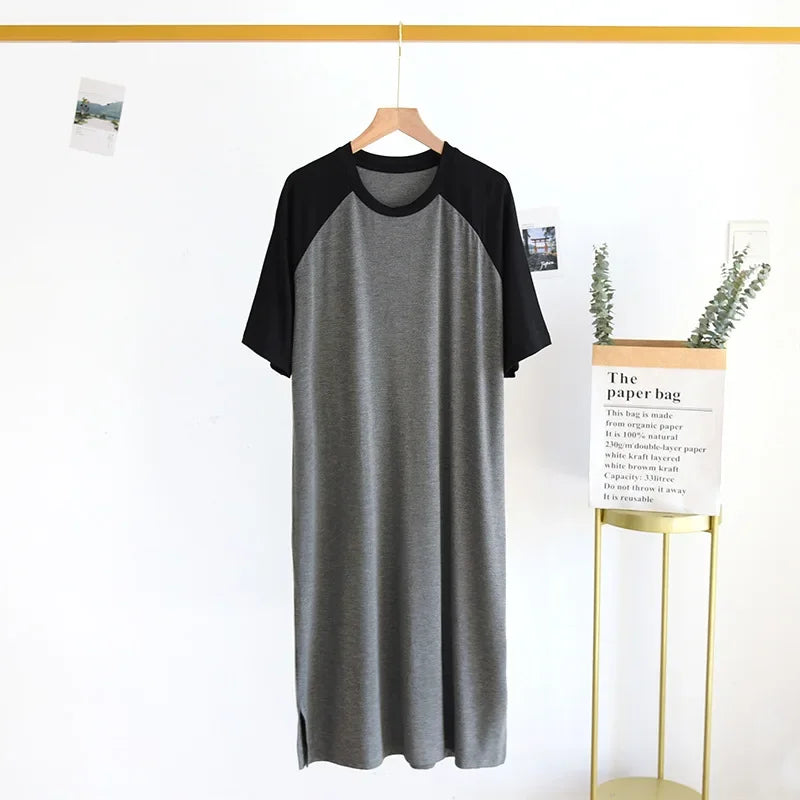 Plus Size 4XL 5XL Men's Summer Pajamas Modal Fabric Casual Soft Men's Nightgown Night Dress Male Oversized Bathrobe Mens Robe