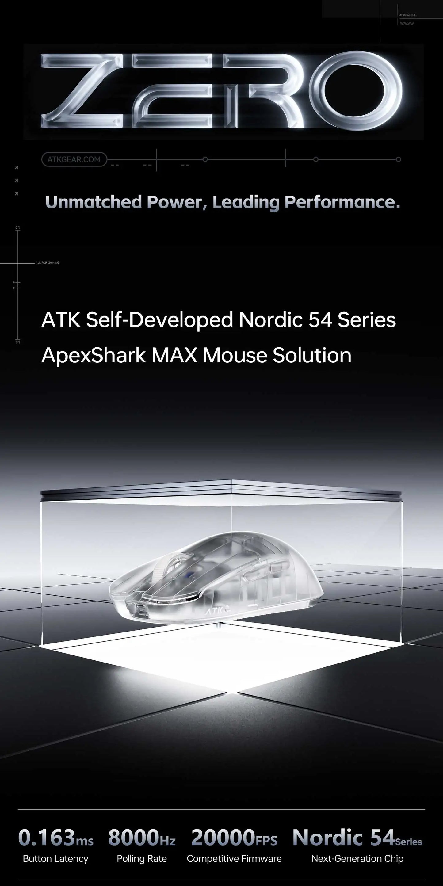 ATK Blazing Sky ZERO Ultralight Wireless Gaming Mouse Dual 8K PAW3950Ultra Transducer Wireless Mouse Ergonomic Mouse Foggy Mice