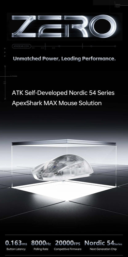 ATK Blazing Sky ZERO Ultralight Wireless Gaming Mouse Dual 8K PAW3950Ultra Transducer Wireless Mouse Ergonomic Mouse Foggy Mice