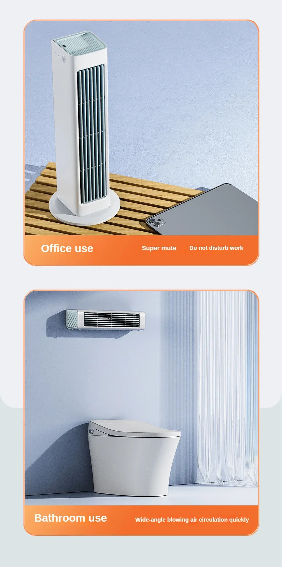 New remote control Wall-mounted Leafless Fan Portable USB Charging Office Air Conditioning Fan Desktop Large Wind Cooling Tower