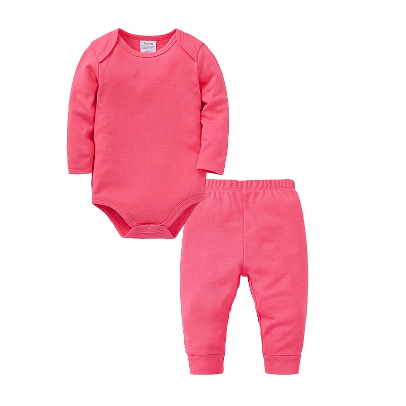 2 Pieces Set 100% Cotton Baby Rompers Pants Blank Colors Kids Trousers Plain Newborn Clothing Muslin Bodysuit Clothes