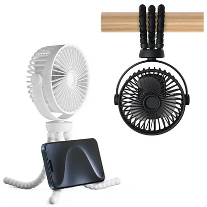 Mini USB Fan Rechargeable Octopus Multifunctional Fixable Small Fan Portable Desktop for Baby Stroller Bicycle with Soft Wind