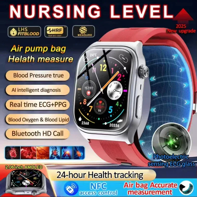 Sapphire Glass Air Pump Airbag Test Three High Smart Watches Men ECG Heart Rate Blood Pressure Health Tracker NFC Smartwatch