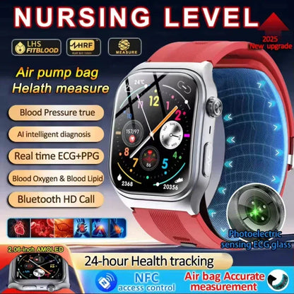 Sapphire Glass Air Pump Airbag Test Three High Smart Watches Men ECG Heart Rate Blood Pressure Health Tracker NFC Smartwatch