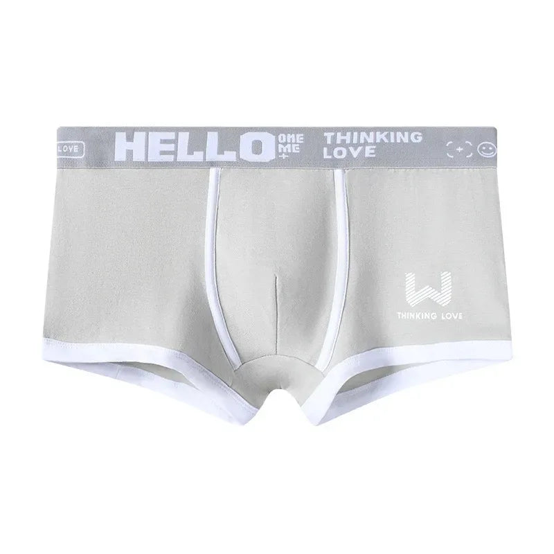 1Pcs Men Cotton Boxer Shorts Panties Underwear3 Colors L XL 2XL 3XL Soft Letter Belt Breathable Soft Fashion Sports